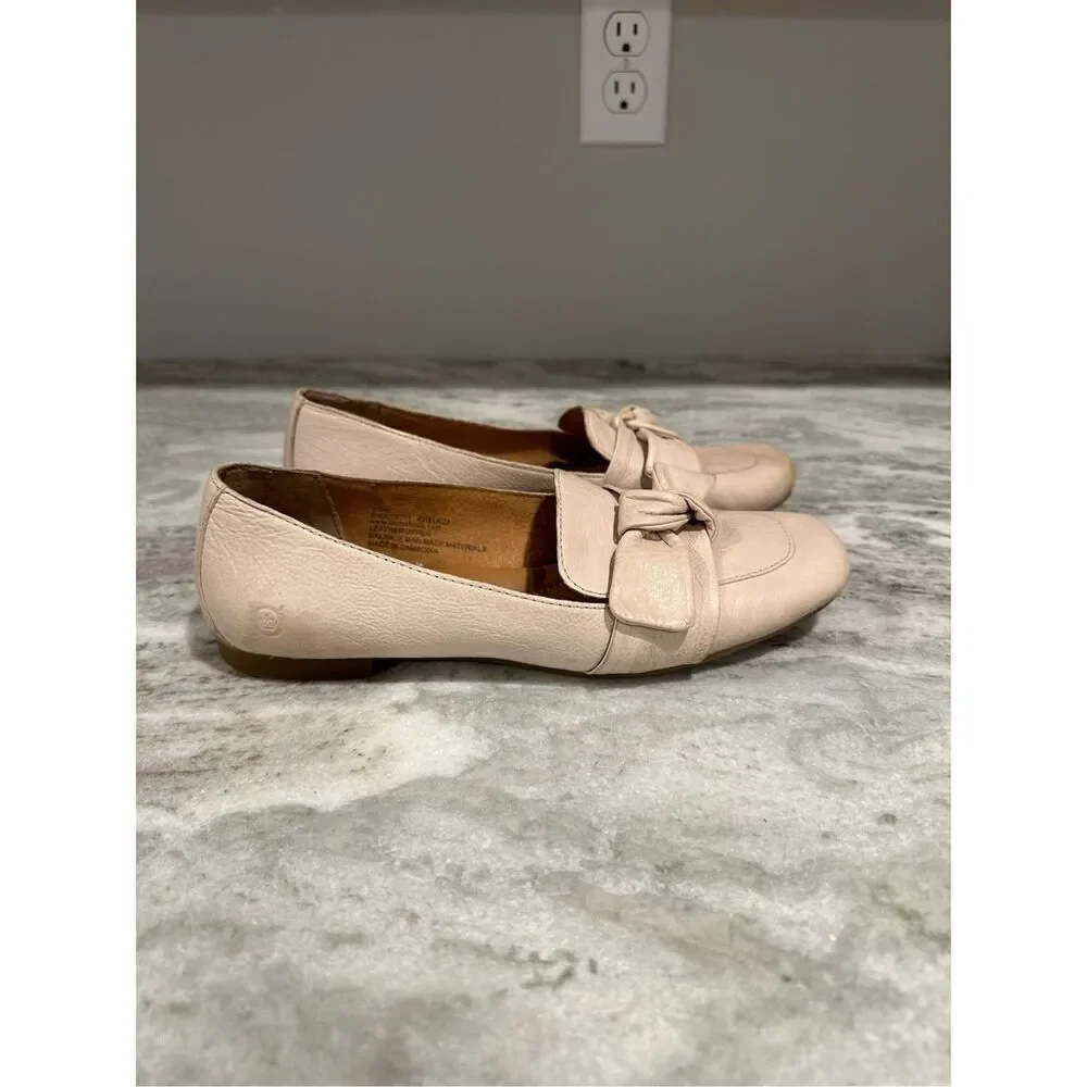 Born KHELK22 Blush Link Bow Flats Shoes Size 7.5